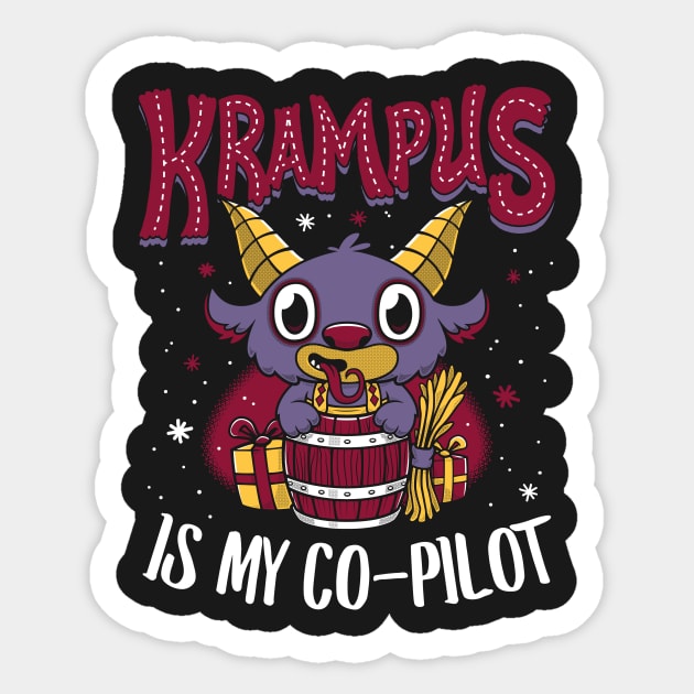 Krampus is my Co-Pilot - Creepy Cute Children's Book Christmas Monster Sticker by Nemons